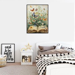 Book Flower Paint by Numbers Kit for Adults Beginner,Butterfly Easy Adult Paint.