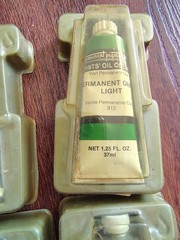 Vintage Permanent Pigments Artists Oil Color Paint 4 Tubes Green, Venetian Red