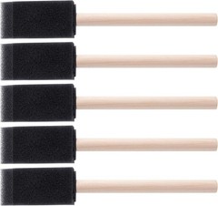 5 Pcs 1″ Foam Paint Brushes, Wood Handle Sponge Brushes for Black-1inch,5pcs