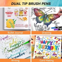 72 Colors Acrylic Paint Markers, Dual Tip Acrylic Paint Pens with Brush Tip & Fi