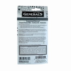 General’s Compressed Charcoal Sticks 4/Pkg-Black – 2B, 4B & 6B BNIP NEW