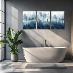 Misty Forests 3-Piece Framed Canvas Wall Art – Trees Landscape Pictures for L…