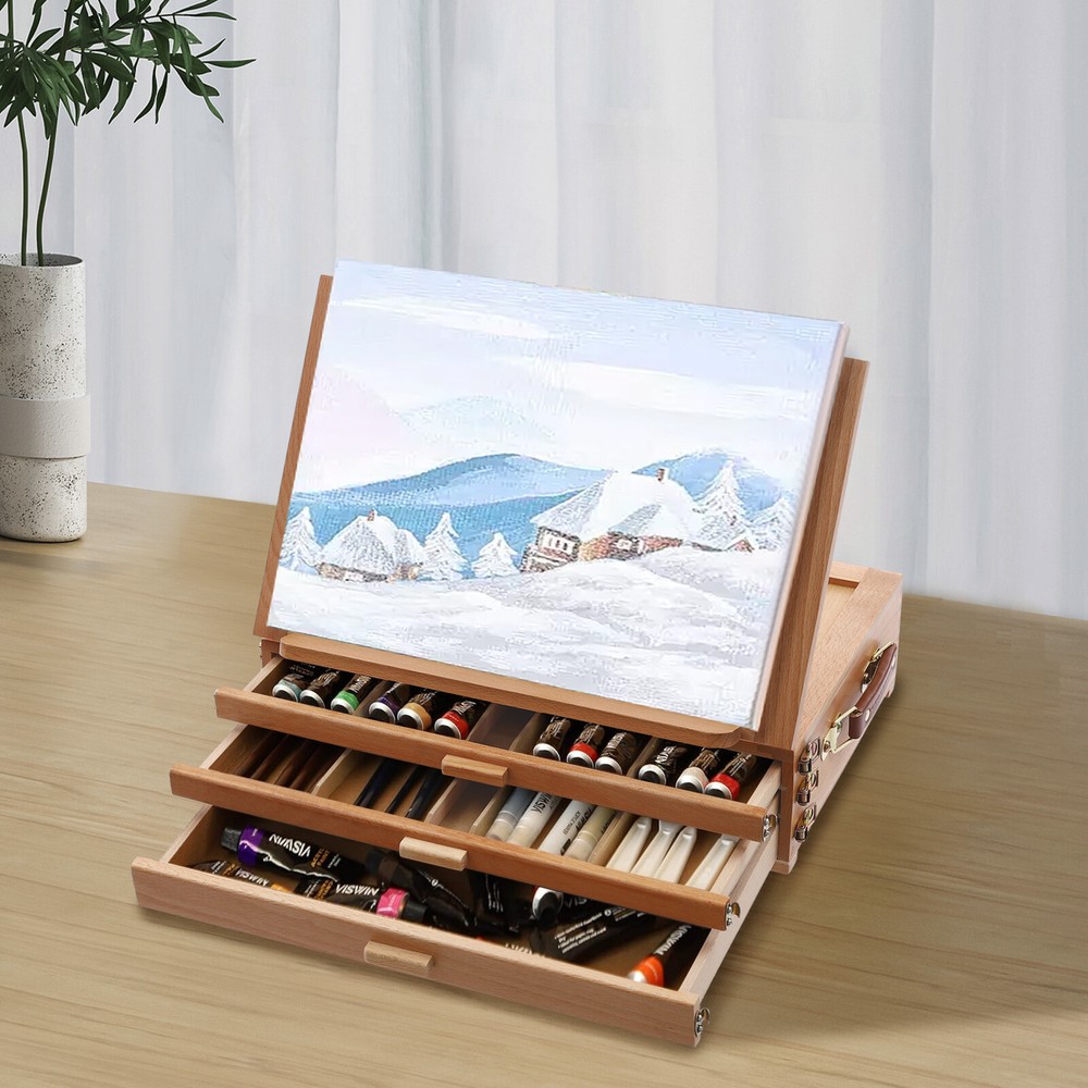Adjustable Storage Box Easel,Painting Board Stand with Drawers,Storage Box Easel