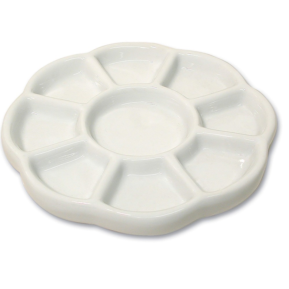 The Beadsmith Ceramic Mixing Palette, Sunflower Design Bead Tray, 5.5″, White