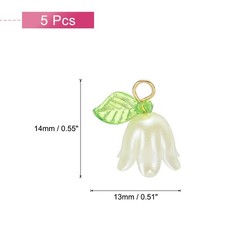 5PCS 13x14mm Acrylic Flower Charm Lily of the Valley Jewelry Yellow