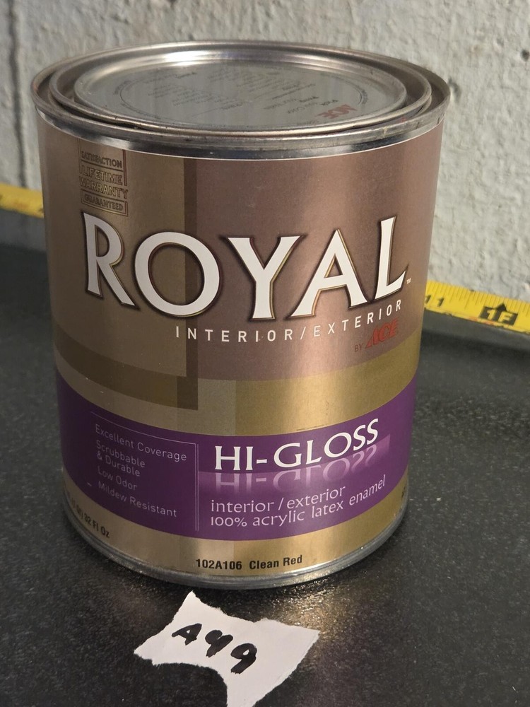 Ace Royal Hi-Gloss Interior/Exterior Acrylic Latex Enamel | Clean Red (1 qt)