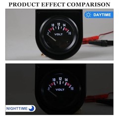 Car Voltage Meter Gauge, 12V 52mm/2in 8~16V Car Voltage Tester with White LED