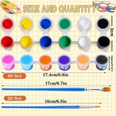 145 Pcs Mini Acrylic Paint Set for Kids, 12 Colors Washable Acrylic Paint Str…