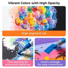 Ohuhu Acrylic Paint Markers Brush Tip 24 1 Count (Pack of 24), Multicolor