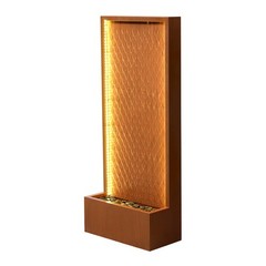 Rustic Zinc Metal Waterfall Fountain with LED Lighting – Outdoors