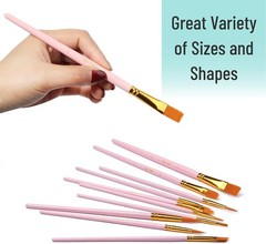 Acrylic Paint Brushes Set, 10 Pack, Round & Pointed Tip | Nylon Hair Artist B…