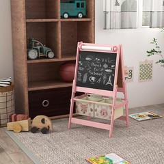 Qaba 3-in-1 Art Easel for Kids, Double-Sided Kids Easel with Paper Roll