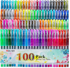Aen Art Glitter Gel Pens, 100 Color Glitter Pen Set for Making Cards, 30% More I