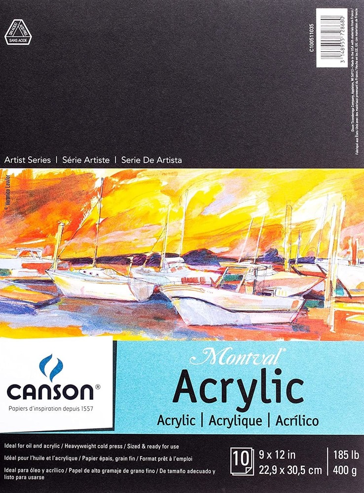 Artist Series Acrylic Paper Pad, 9×12 Inches, 10 Sheets, 185lb, 400g