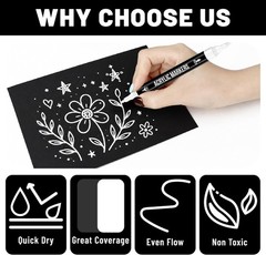 White Acrylic Paint Markers, 12 Pack Dual Tip with Fine Tip and Brush Tip Pen…