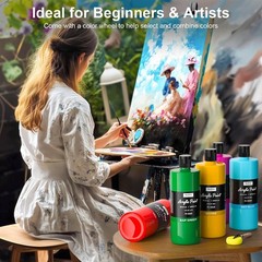14 Colors Large Bulk Acrylic Paint Set 33.8 oz, 1000 ml Rich Art Painting Sup…