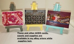 NAVY BLUE Hand Painted Wood Mini Easel 5″ Tall for ATC ACEO Cards, BUY 1 OR MORE