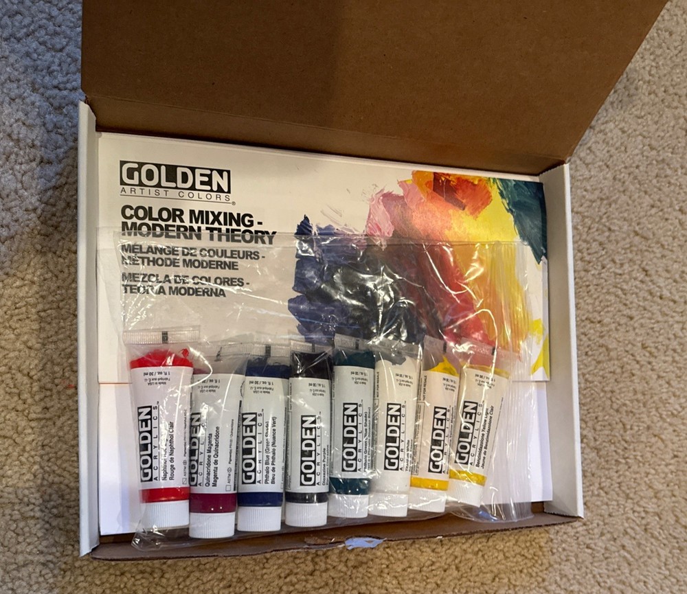 Golden Acrylic Heavy Body Paint, Mixed Sample 1 oz Set Of 8 Lot