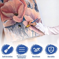 40 PCS 0.75 Inch Flat Paint Brushes Wooden Handle Acrylic Oil Watercolor