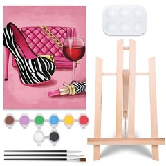 Paint and Sip Kit, Pre Drawn Canvas Painting Party Kit Supplies for Adults wi…