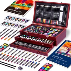 175 Piece Deluxe Art Set with 2 Drawing Pads, Acrylic Paints,Crayons,Colored Set