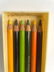 Vtg Sanguine 610 Box w/ Plastic Tray Conte Paris France 6 Colored Crayons 1355