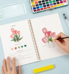 Watercolor Workbook, Water Coloring Book, 12 1 Count (Pack of 1), Flowers