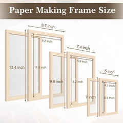 3 Pieces Paper Making Frame Kit, Papermaking Mould and Deckle with Mesh, Absorbe