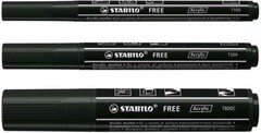 STABILO Free Acrylic Marker T100/T300/T800 Black Ink 1 of Each Size 3 Set