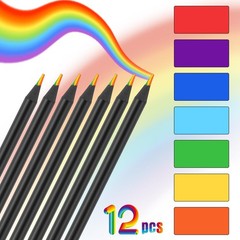 12 Pack 7-In-1 Rainbow Colored Pencils for Artists Students Sketching