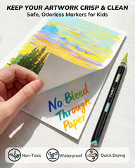 Acrylic Brush Markers, 72 Colors Brush Tip Acrylic Marker Set, 36 Dual-Tip Water