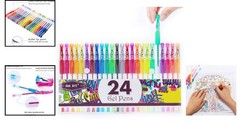 Adult Coloring Glitter Gel Pen Set 24 Glitter Colors with Case