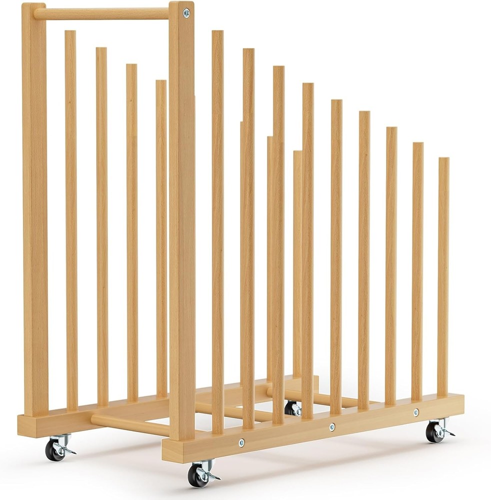 Art Canvas Storage Rack with Handle Caster Wheels Mobile