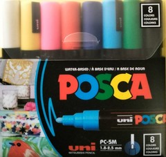 POSCA 8 CT. WATER BASED~UNI PC-5M BASIC COLORS~BRAND NEW~MSRP $30~BUY@$9.99~Wow!