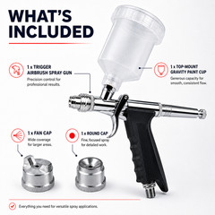 Professional Airbrush Kit with Trigger Grip, Dual Nozzles & Large Cup