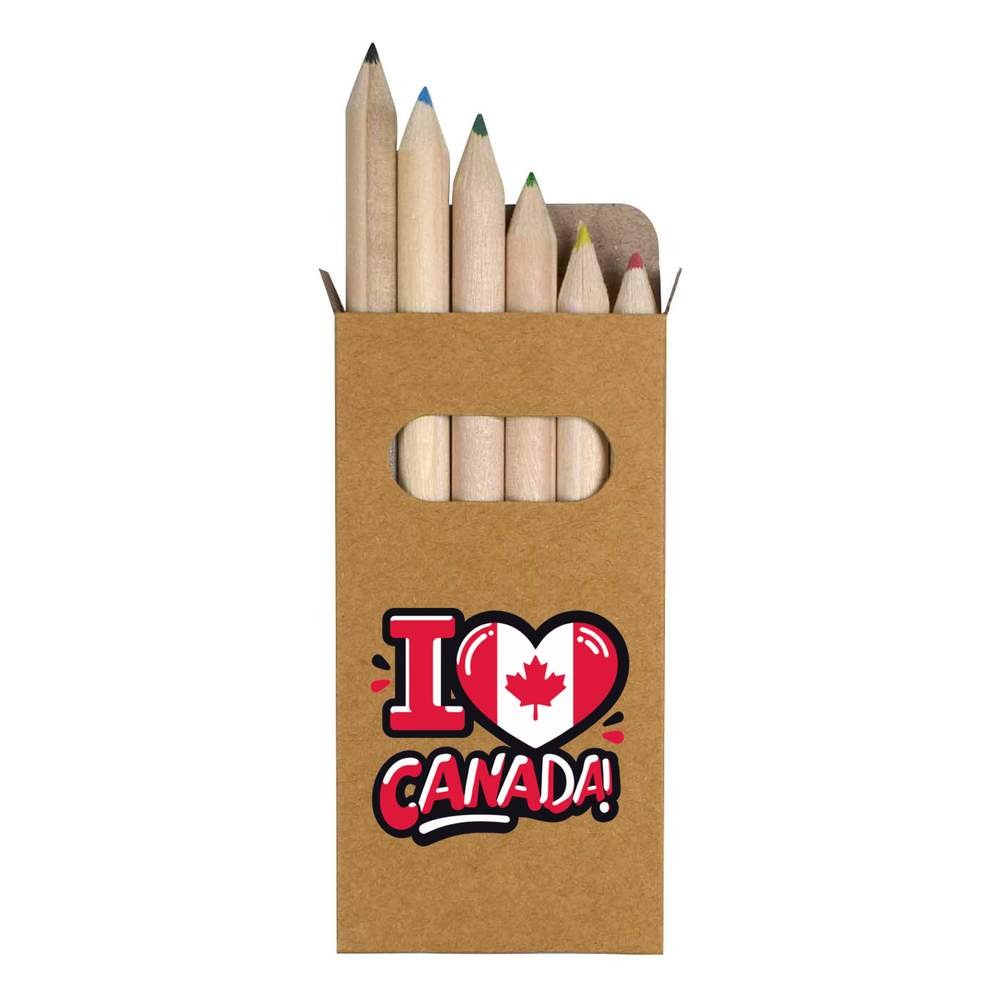 6 x ‘I Love Canada!’ Short 85mm Pencils / Coloured Pencil Set (PE00069298)
