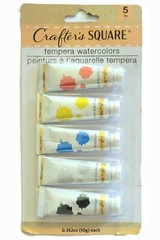 Crafter’s Square 5 Tempera Watercolors Tubes .352 oz Each RD, YW, BLU, GRY, BL