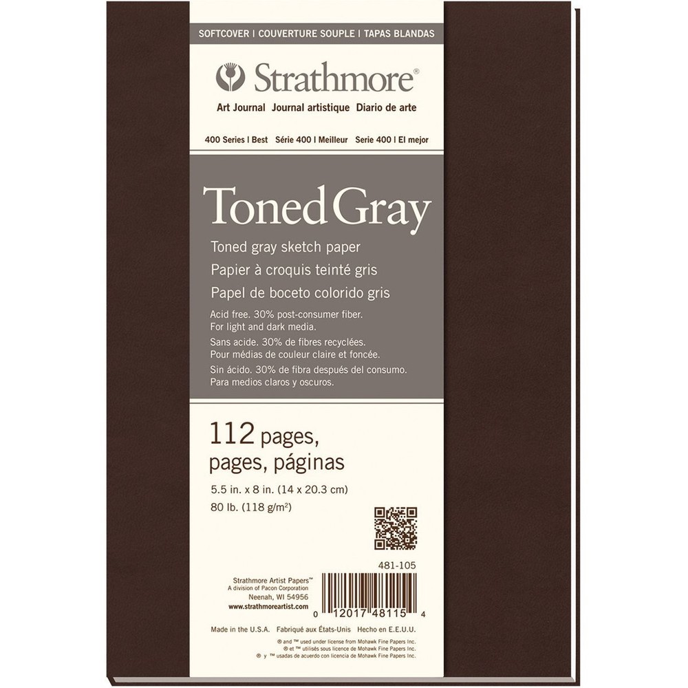 Strathmore 400 Series Toned Gray Softcover Art Journal 5.5×8.5 80 lb 100 Recy…