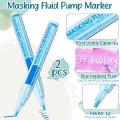 Feifeiya 2 Pcs Masking Fluid Pen for Watercolor Painting, Capacity with Appli…
