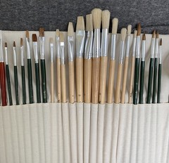 Art Owl Studio – 36-piece Paint Brushes: Oil, Acrylic Watercolor w/Canvas Pouch