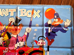 Vintage Page of London Paintbox Water Colour Set Clowns Metal Tin