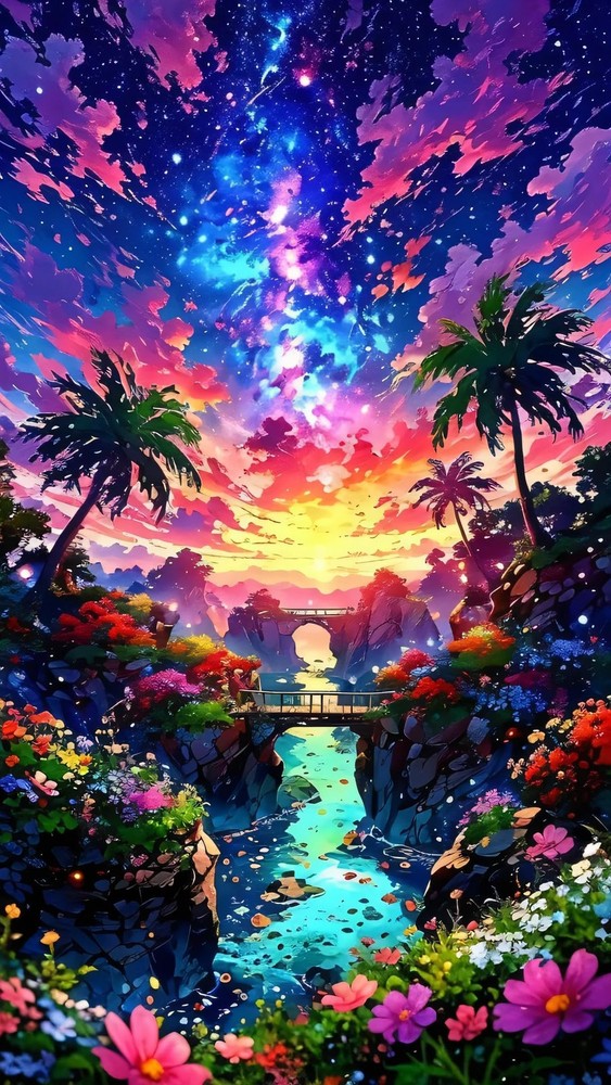 Paint by Numbers for Adults, Tropical Starry Sky Landscape DIY Acrylic Painti…