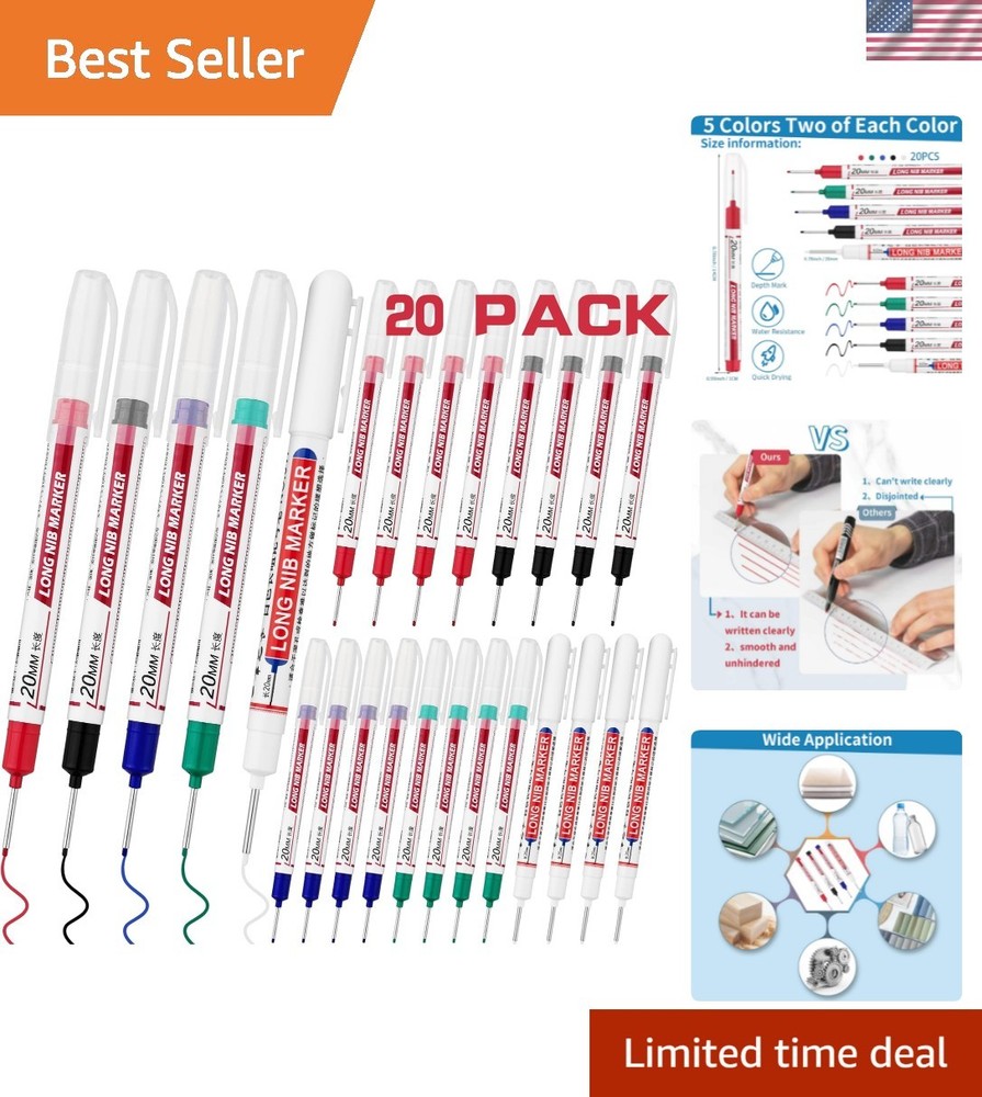20 PCS Long Head Deep Hole Marker Pens,20mm Long Nib Marker, Longs Nose Marke…