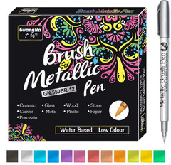 1-3x Metallic Brush Paint Pen thick marker art Craft Metal Gold Silver Permanent