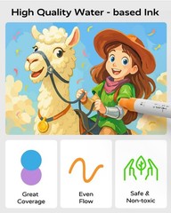 JusArt 36 Colors Acrylic Paint Markers, Dual Tip Coloring Markers with Dot and F