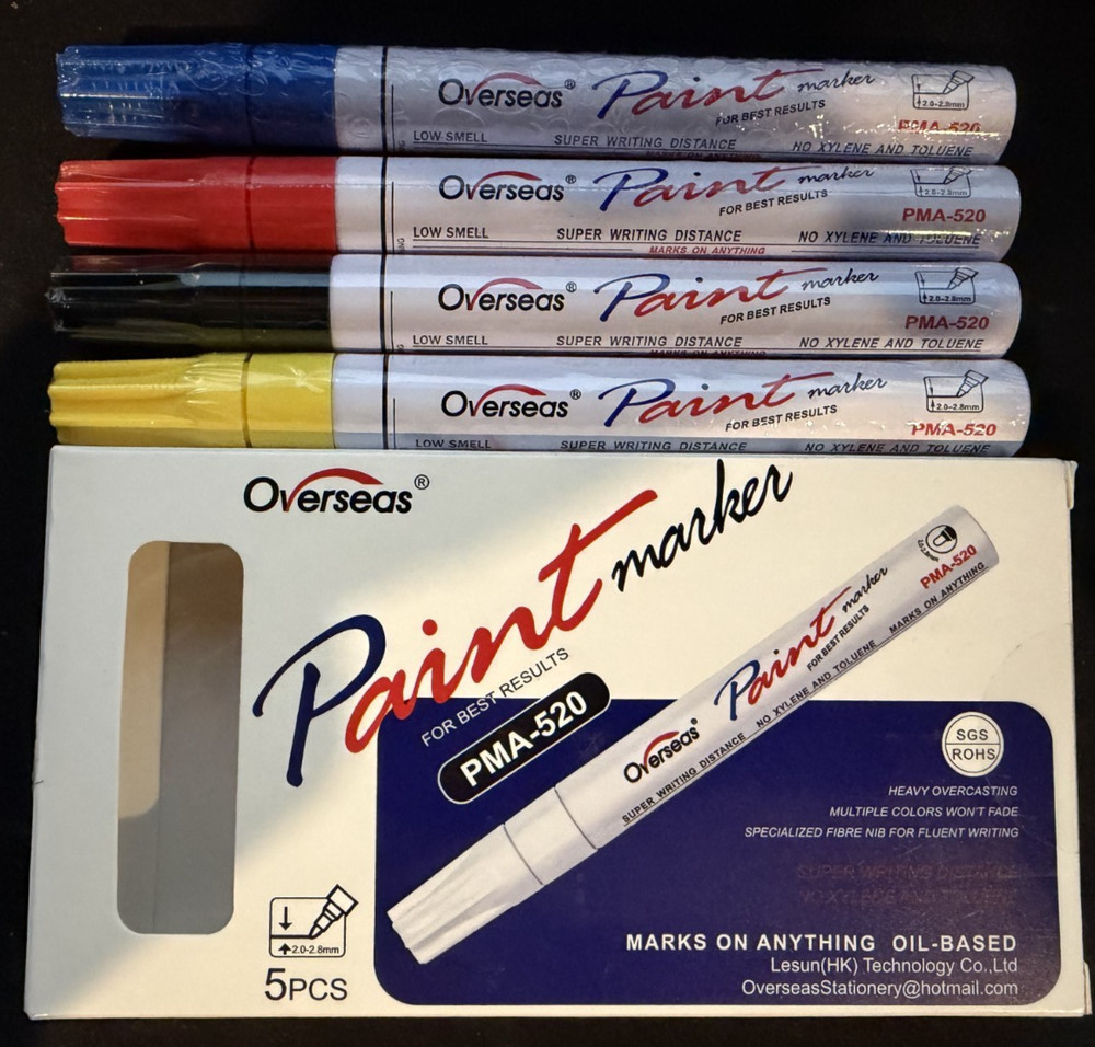 Overseas Paint Marker Pens 4 Colors Permanent Oil Based Paint – NO WHITE PEN