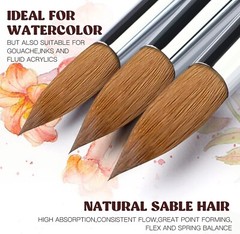 Sable Watercolor Brushes Professional Superior Kolinsky Watercolor Paint,9pcs