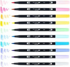 Art Deco 10-Pack Pastel Brush and Fine Tip Markers – Water-Based & Acid-Free