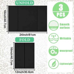 3-Pack Black Trifold Display Boards, 24 x 16 Inches Tri-Fold Corrugated Prese…