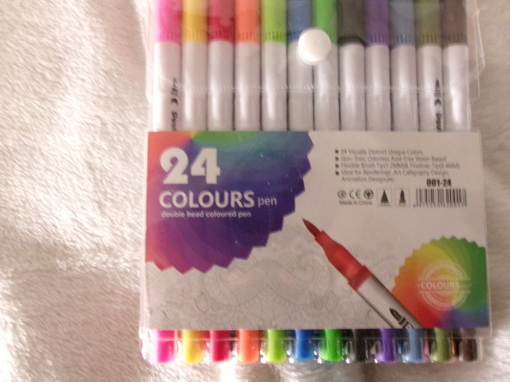 24 Colours Double Tip Pens “One Pen Tip & One Wide Tip”